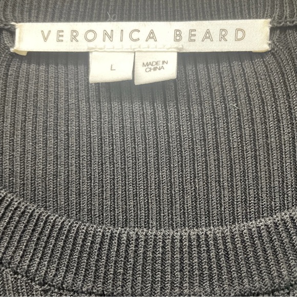 Veronica Beard Elegant Navy Dress with Puff Sleeves - Picture 3 of 4